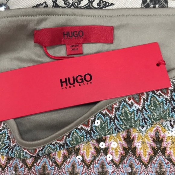 HUGO BOSS Multi-Color Chevron Sequin Mini Skirt - Picture 4 of 11